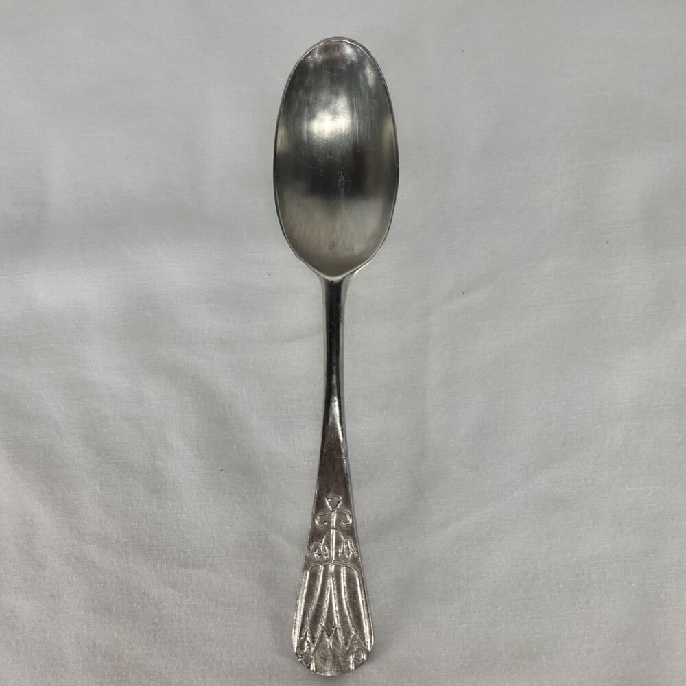 Vintage France Souvenir Spoon Art Nouveau Floral Silverplate Monogram IHL